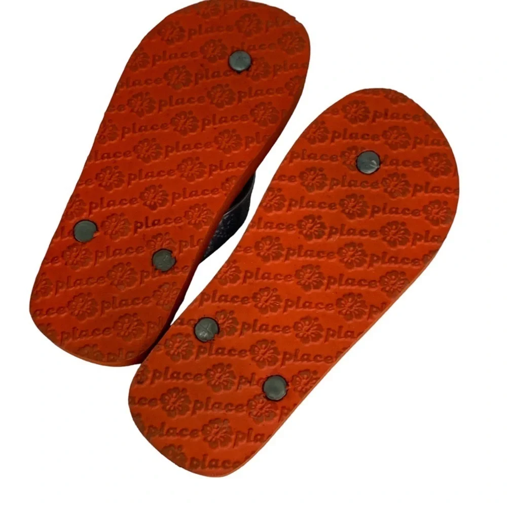 The Children’s Place 1” Platform Thong Flip Flops Orange & Blue Size 1-2 Unisex